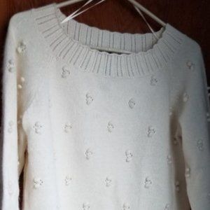 Vintage 90s, soft angora sweater, M, S, Jones of New York, bobble pattern f & b